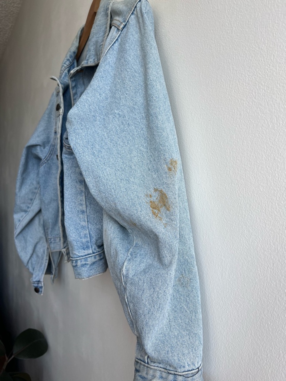 Vintage Embroidered Patch Upcycled Denim Jacket Size Small Oversized - Picture 8 of 8